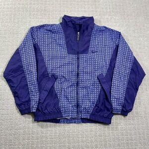 VTG 90s Nike Purple Geometric Full Zip Windbreaker Women's Large Abstract Jacket
